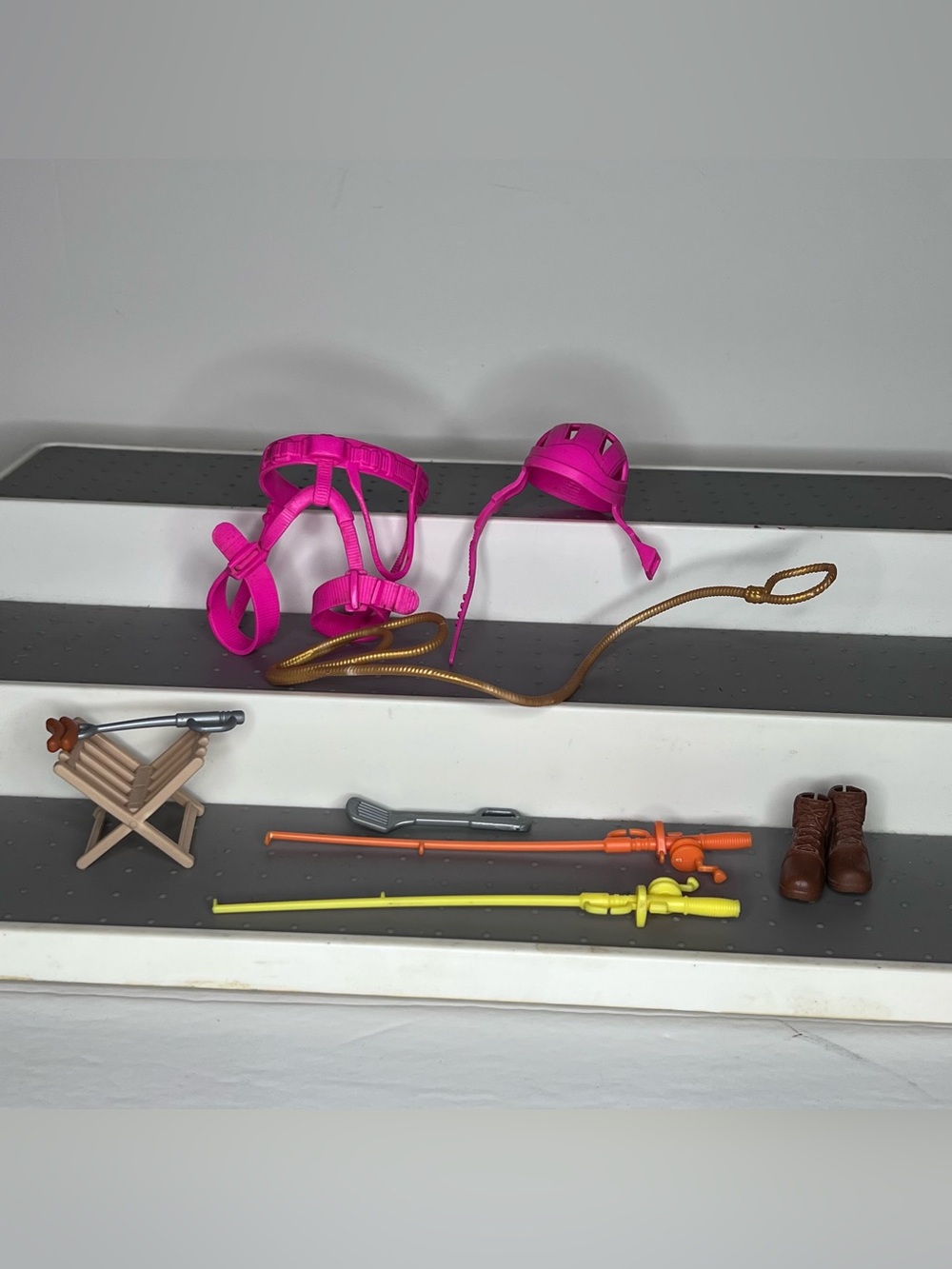 Barbie Climbing And Camping Gear Accessories Harness Helmet Fishing Poles